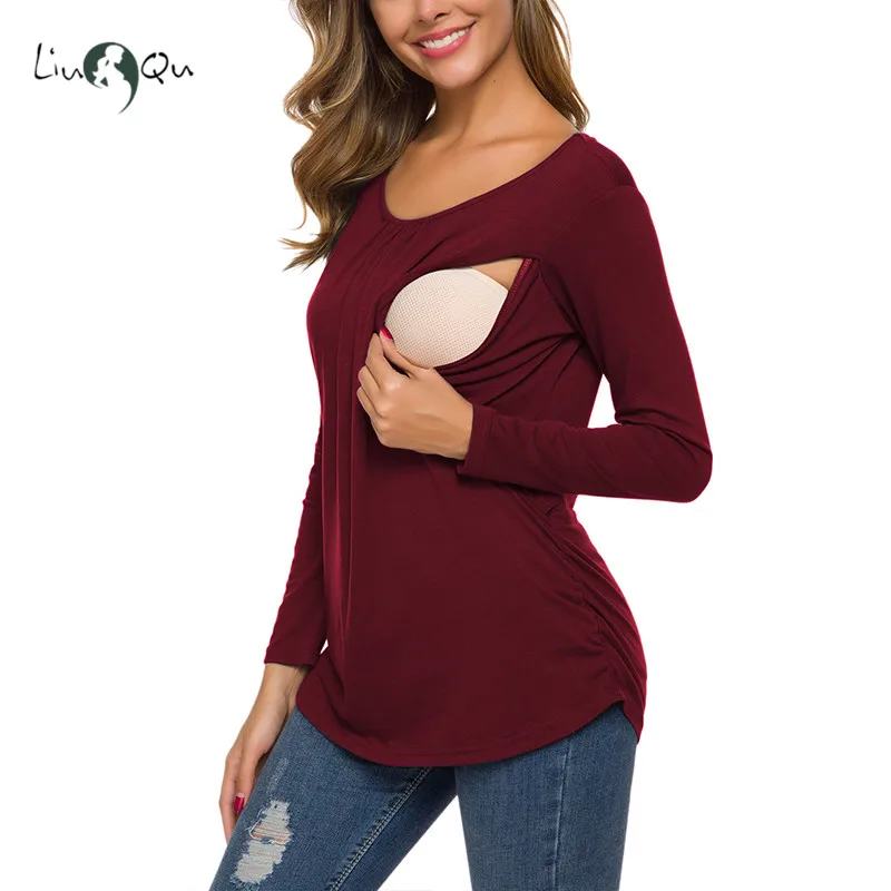 Женская одежда для беременных Блузки Топ рубашка грудного вскармливания с