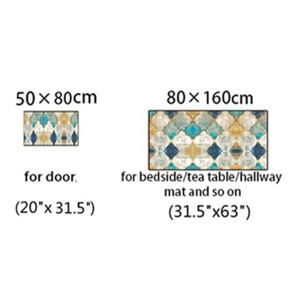 

Rugs For Living Room Home Supplies Household Polyester 3 Sizes Soft Foot Pad Portable Geometric Bathroom Water-absorbing