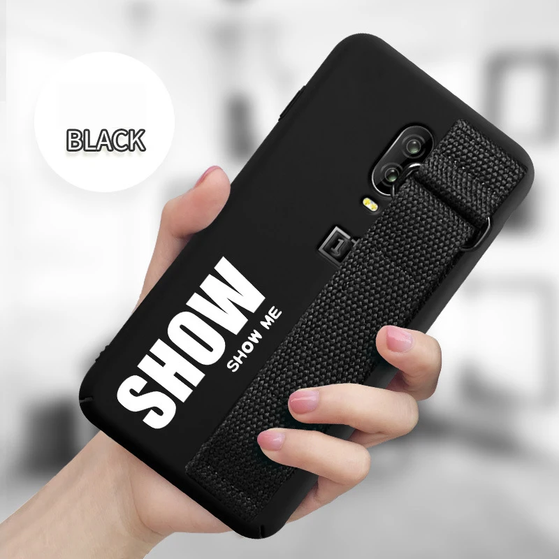 Black Чехол для Oneplus 7T 7 Pro 7 6 6T 5 5T чехол мягкий силиконовый матовый чехол для One Plus 1+ 7T чехол с ремешком на руку - Цвет: Black