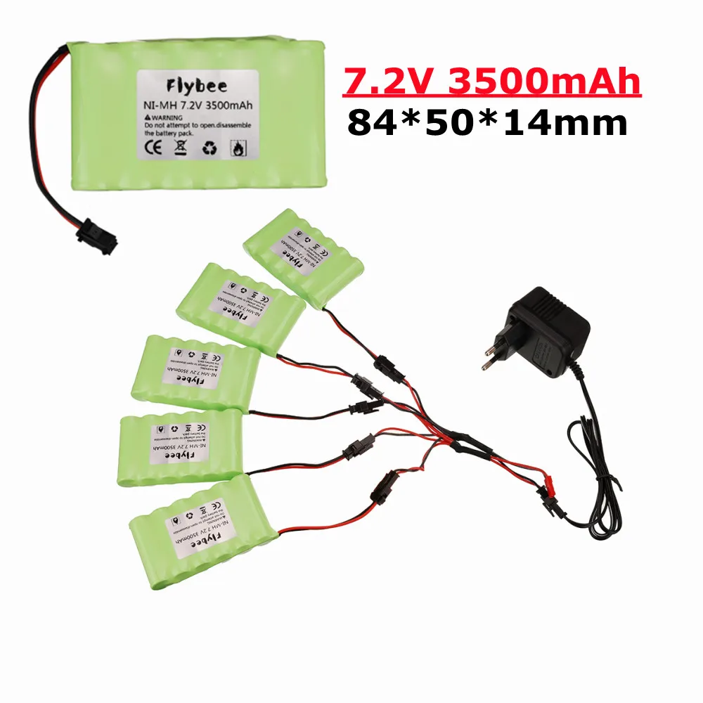 7.2V 3500mAh Ni-MH Battery and Charger Set For RC Cars Robot Tanks Gun Boats Toys Accessories upgrade 7.2 V 3000 MAH SM Plug | Электроника