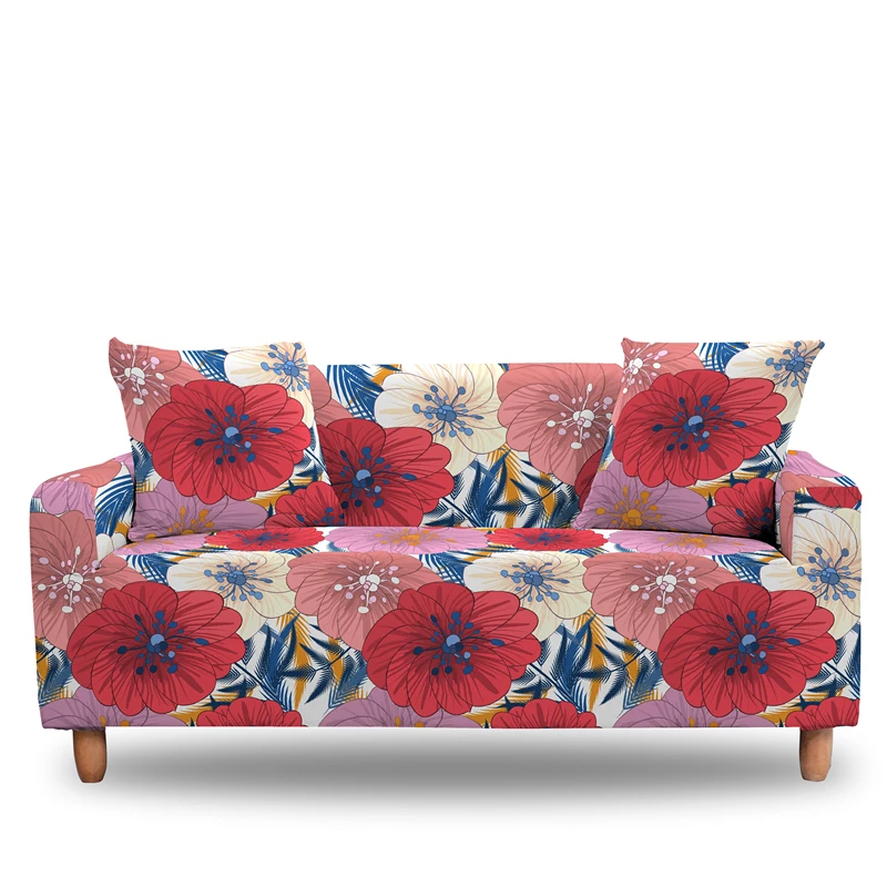 Multicolor Flowers Elastic Sofa Cover For Living Room Full-cover Stretch Corner Couch Covers Universal Slipcovers 1/2/3/4 Seats | Дом и сад