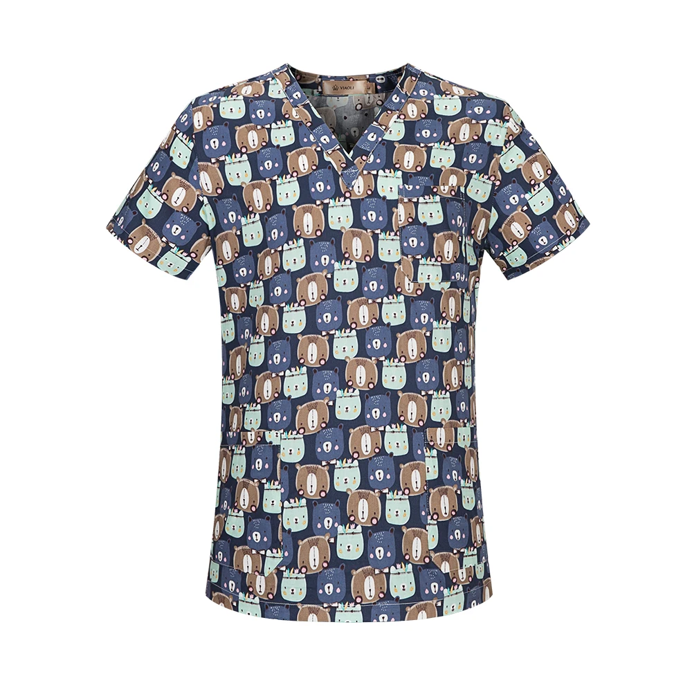 Рубашка с V-образным вырезом для униформа салонов красоты домашних животных