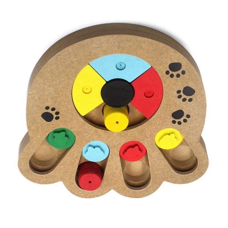 Спрятать и искать пищевую обработанную деревянную лапу питомца головоломки