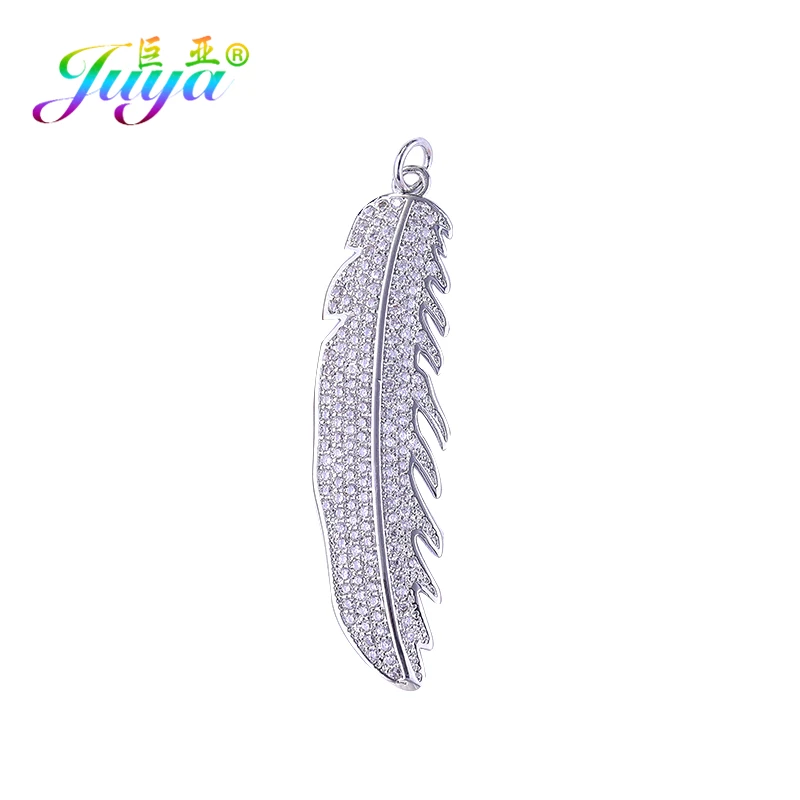 Ювелирная фурнитура Juya сделай сам микро ПАВЕ циркониевое перо Очаровательные