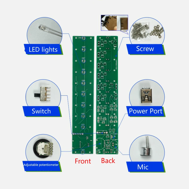 DIY VU Meter 10 Level Column Light LED Professional Electronic Crystal Sound Control Music Spectrum for Home Theater | Электроника