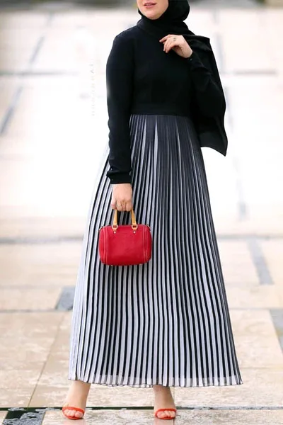 Black Dress Плиссированное Платье С гармошкой Турецкая абайа, Бангладеш, арабское платье Восточный халат из марокена, кафтан, мусульманский Дубайский хиджаб, платье - Цвет: Black Dress
