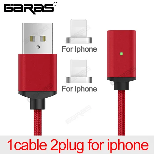 Red1cable 2lighting Магнитный кабель GARAS для Iphone/Micro usb type-C, адаптер, 3 в 1, быстрое зарядное устройство, кабели для мобильных телефонов, кабель type-C/Micro USB - Цвет: Red1cable 2lighting