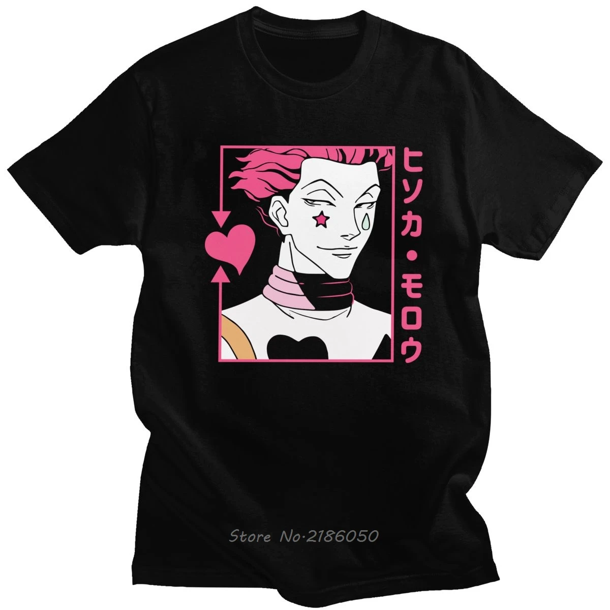 Hunter X T-Shirt Men Pre-shrunk Cotton Awesome Tshirt O-Neck Short Sleeved Hisoka Morow T Shirt Anime Harajuku Tees | Мужская одежда