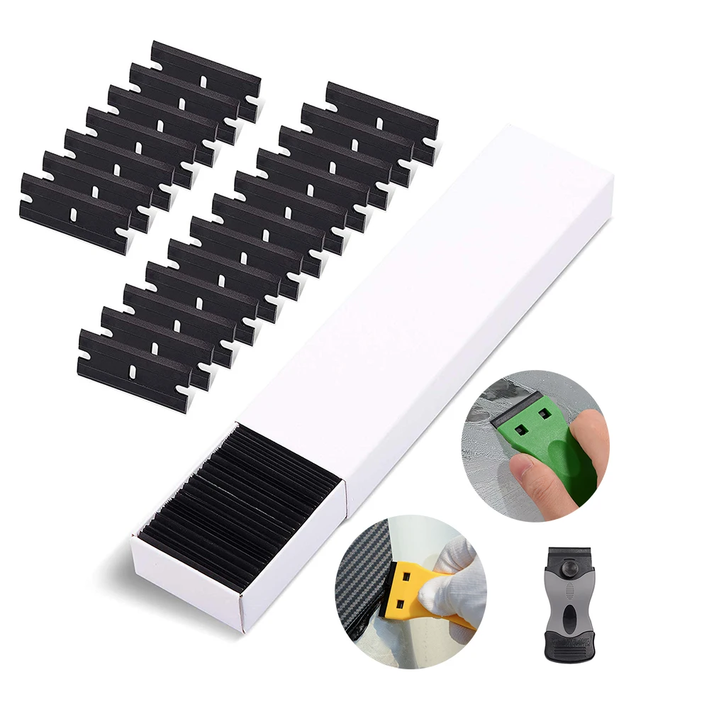 

Пластиковые лезвия для бритвы FOSHIO, скребок для двусторонней пленки из углеродного волокна, 100 шт.