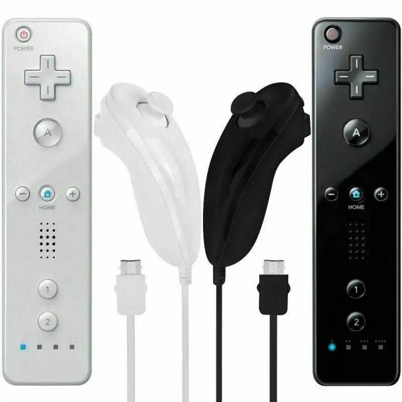 

2 in 1 Wireless Remote Controller for Nunchuk Nintendo Wii Built-in Motion Plus Gamepad with Silicone Case Motion Sensor