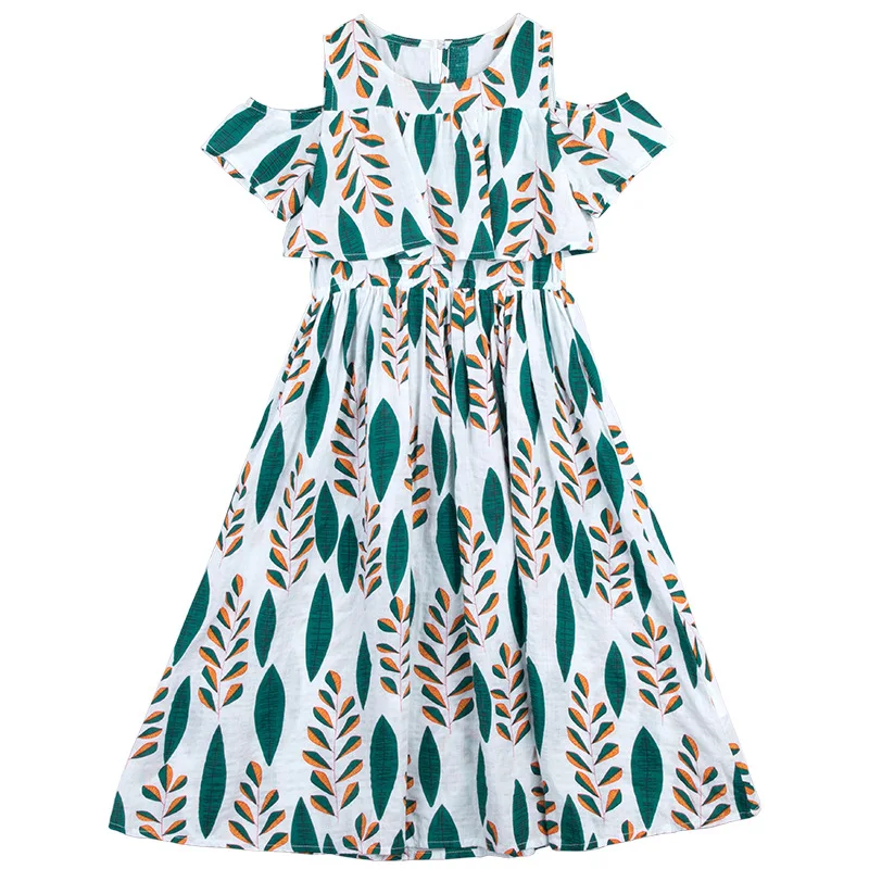 

New Summer Girls Beach Skirts Seaside Vacation Cotton Loose Thin Fashion Korean Cute Child Mid-Calf Dress