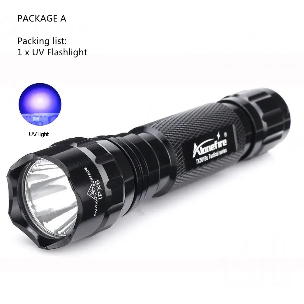 UV flashlight ALONEFIRE 501B высокомощный УФ-светильник 395nm флэш-светильник Скорпион кошка собака домашнее животное моча деньги руды ID фонарь детектор Лампа 18650 батарея - Испускаемый цвет: UV flashlight