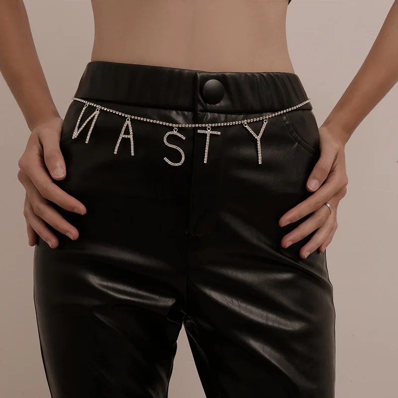 Цепочка женская с буквенным цирконом пикантный однослойный кулон на талию