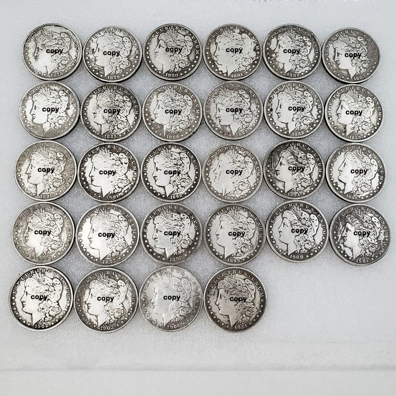 

28PCS US Full Set(1878-1921)S Morgan Dollar Silver Plated Copy Replica Coins Challenge Coin Creative Gift Souvenir Collection