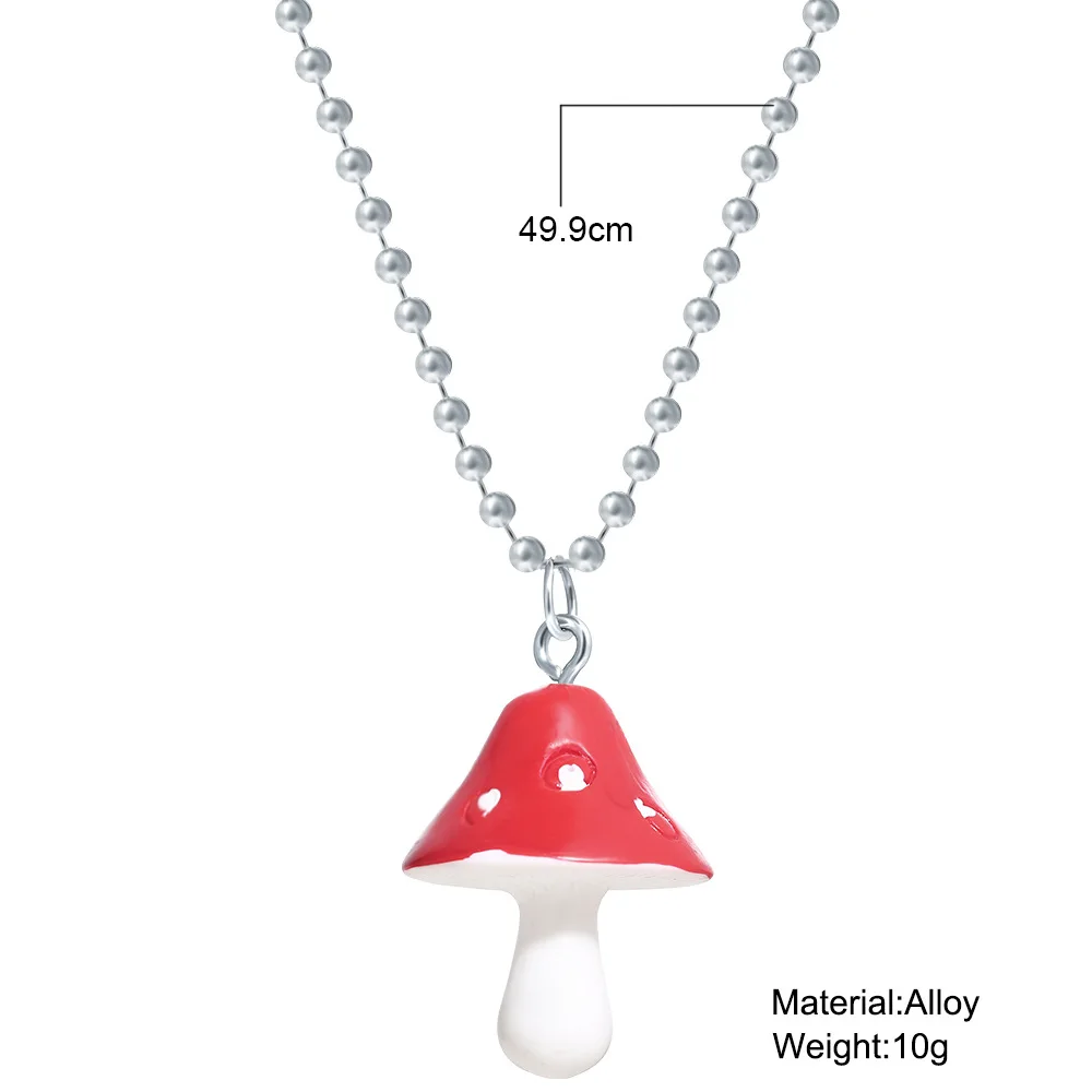 

Fashion Cartoon Color Mushroom Pearl Bunny Necklace Personality Cute Resin Pendant Girl Daily Charm Jewelry Gift