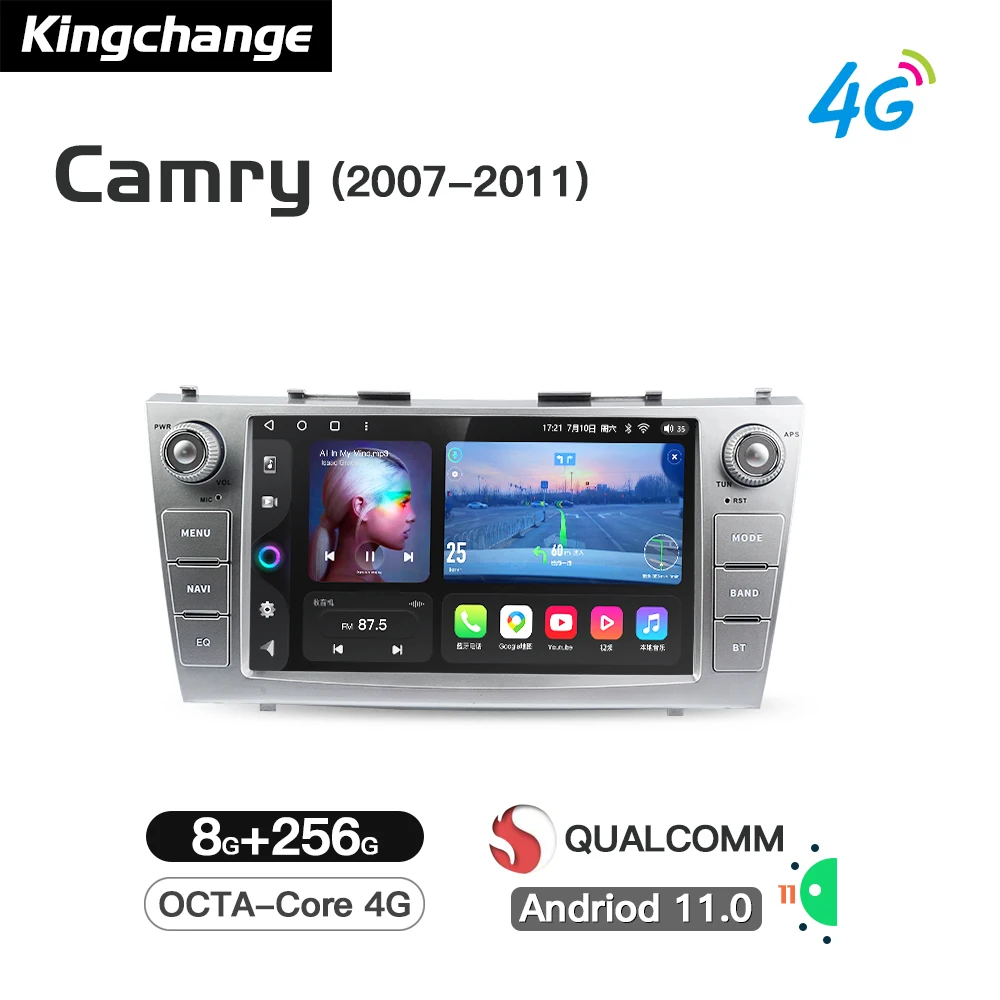 

Kingchange 9 ''Android 11 Автомобильный мультимедийный видеоплеер навигация для Toyota Camry 2007-2011 радио стерео BT GPS No 2Din
