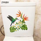 ZTTZDY 24,3  24,5 см Колибри цветок творческий мультфильм туалет декор дома наклейки для стены в гостиной T2-1335