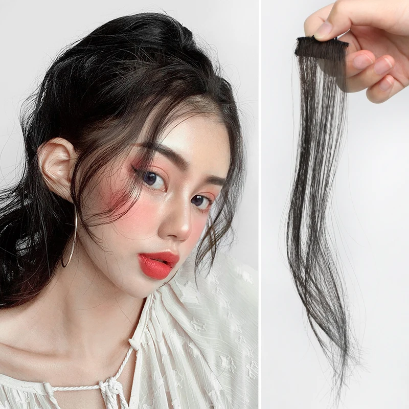 Прямая прямая черная накладка для волос коричневая на челку | Шиньоны и парики