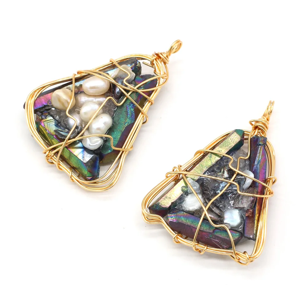 Лидер продаж 2021 натуральный пресноводный жемчуг треугольный обмоток золотой