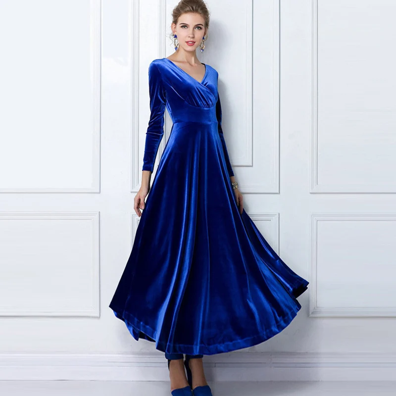 

Vintage Dress Women 2020 Sexy Long Sleeve Solid Casual Dress Bodycon Evening Party Sexy Dress Ladies Velvet Dresses Ball Gown