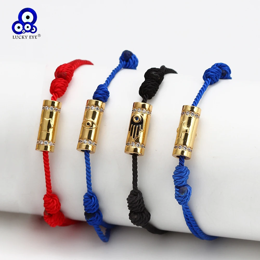 

Браслет с подвеской «Счастливый глаз», Фатима, ручной крест, звезда, регулируемый плетеный браслет с Красной веревкой для женщин и девушек, ...