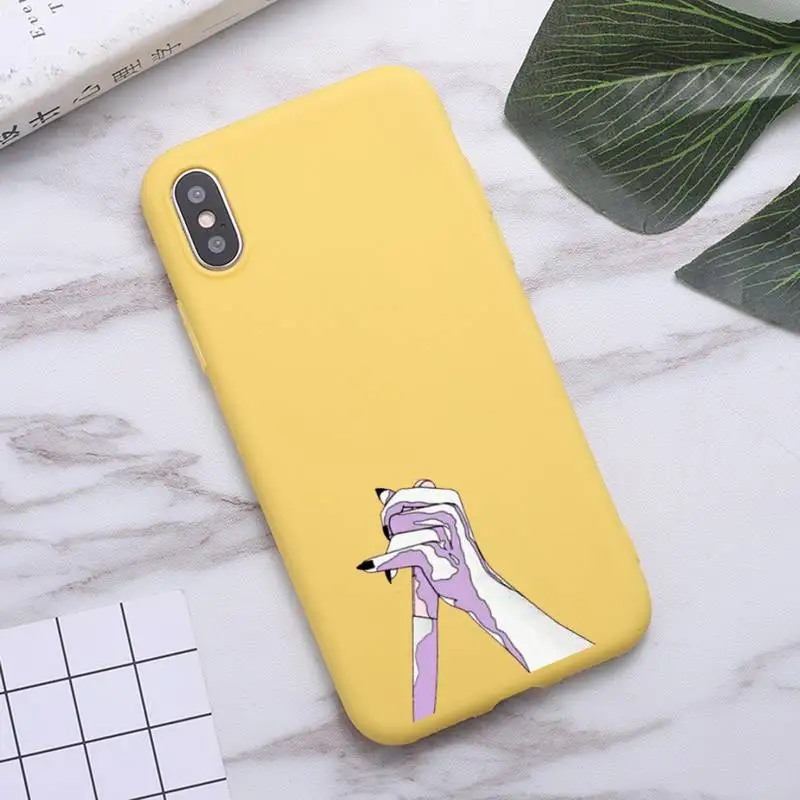 

Hand art daisy Love heart butterfly Phone Case Candy Color for iPhone 6 7 8 11 12 s mini pro X XS XR MAX Plus