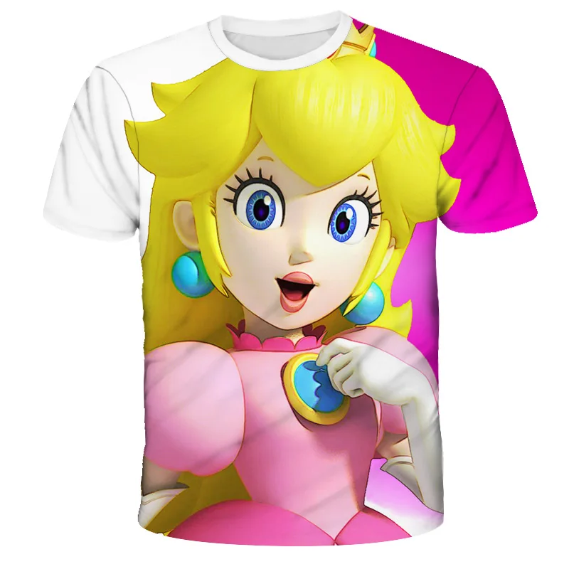 

Mario T-shirt HD printing cartoon fun anime children's crew neck shirt 4-14 years old girls boutique children's clothing top