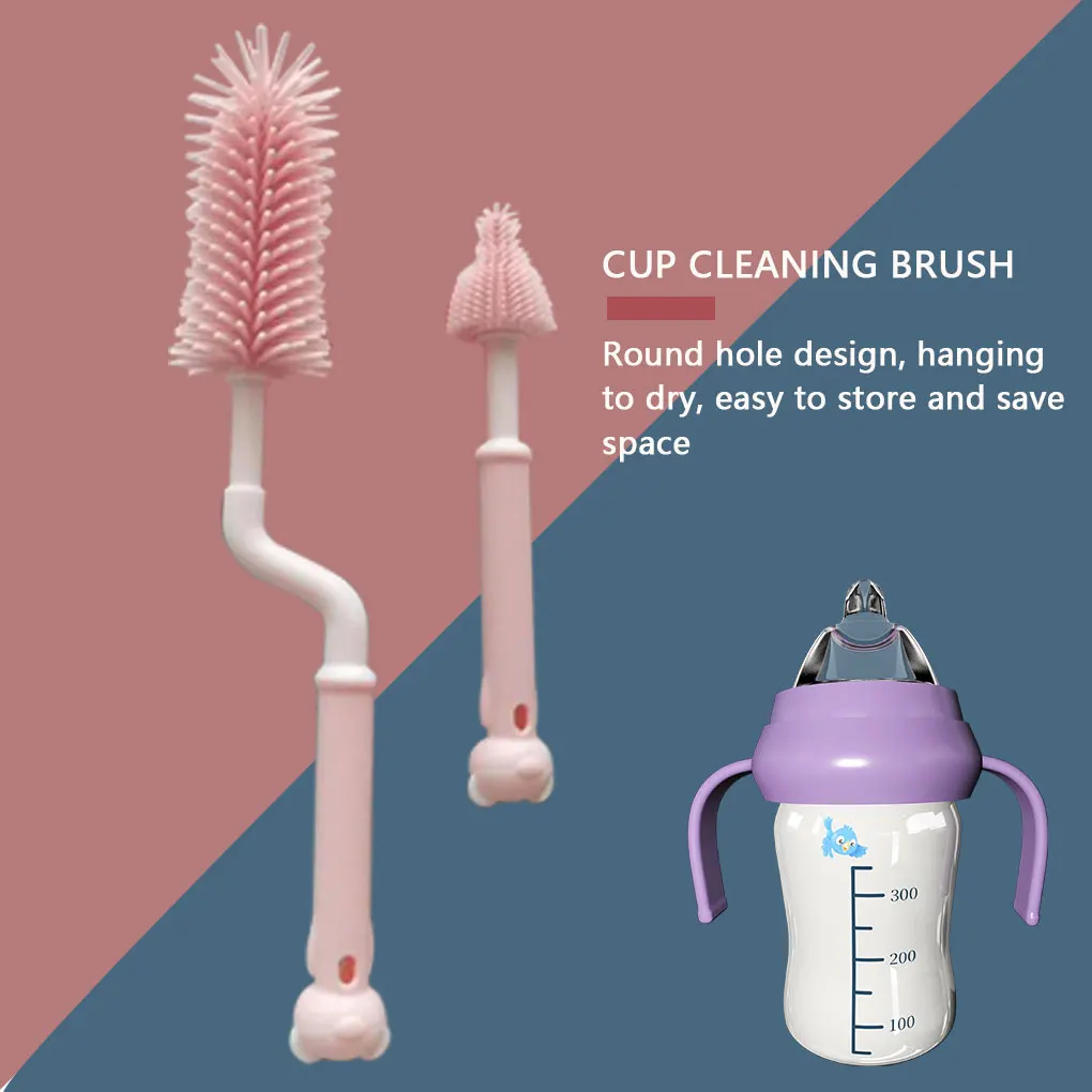 2021 New Baby Bottle Cleaner Brushes Silicone 360 Degree Rotation Long Handle Baby Milk Bottle Nipple Cup Clean Cleaning Brush