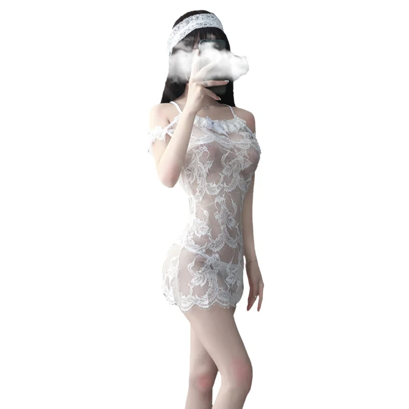 

Women Sexy Nightdress Lace Sling Sexy Clothing Sleepwear Perspective Women Sleeveless Lingerie Sexy baby doll dress for women