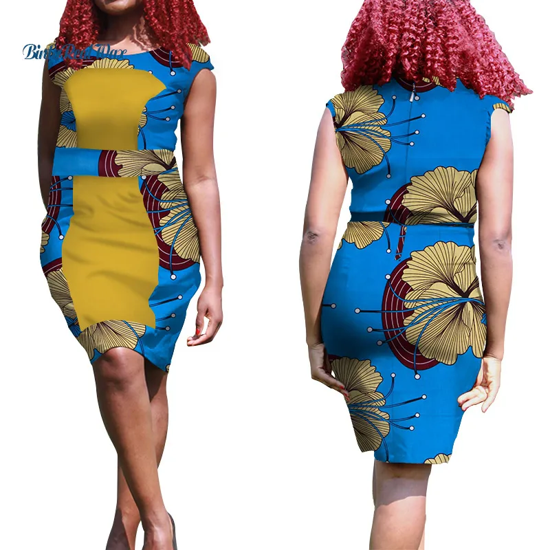 

New African Dresses for Women Bazin Riche Sexy Dress Dashiki Ankara Dresses Plus Size Traditional African Women Clothing WY4140