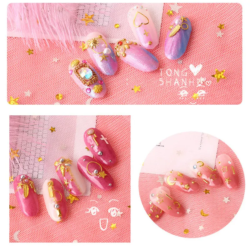 Металлические стразы блестящие патчи для ногтей заклепки 6 ячеек аксессуары