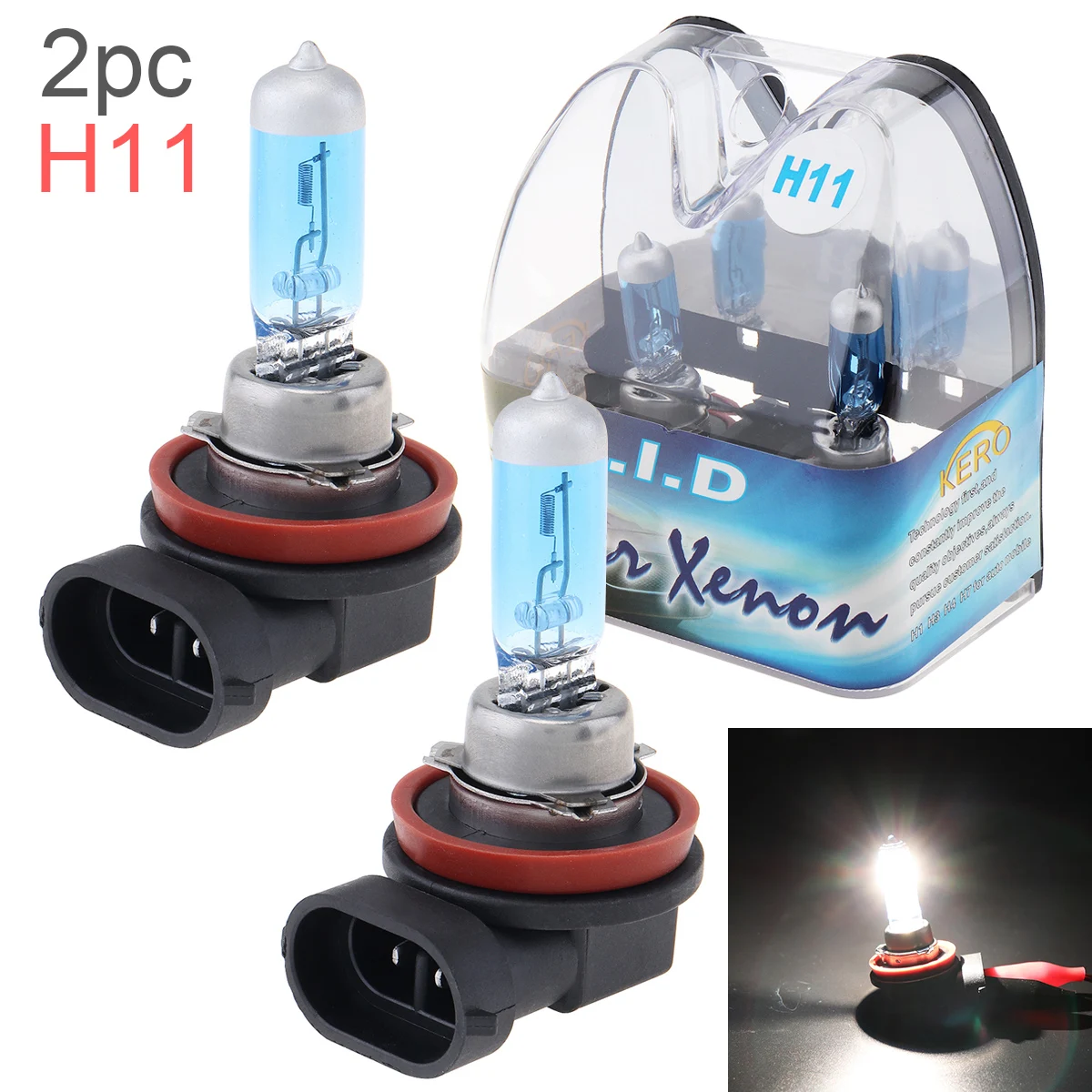 

2pcs 12V 6000K White Light Super Bright Car Xenon Halogen Lamp Auto Front Headlight Fog Lights Bulb H8 H9 H10 H11 9005 9006 9012