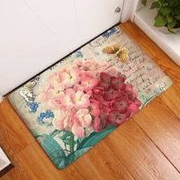 vintage style decorative indoor mat flower print anti slip bathroom carpet absorbent kitchen rug home decor entrance doormat
