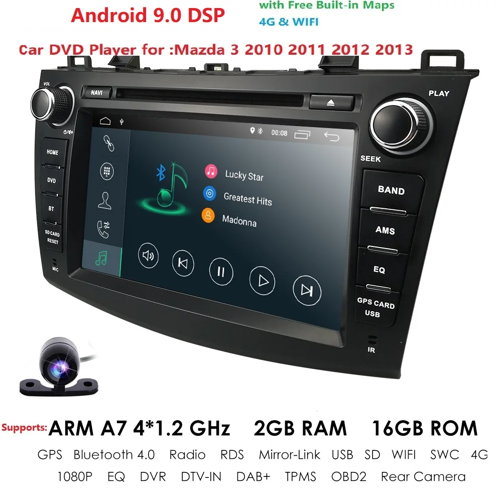 8 дюймов Android 8,1 двойной din автомобильный dvd-плеер gps Навигация стерео радио Can bus для Mazda 3 2010 2011 2012 2013 пульт дистанционного управления
