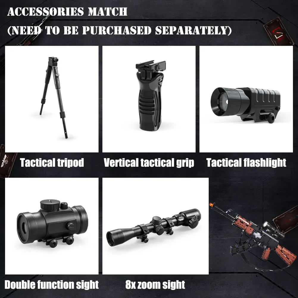 BZDA пистолет строительный блок PUBG AK 47 Штурмовая винтовка с восемь раз игрушечный