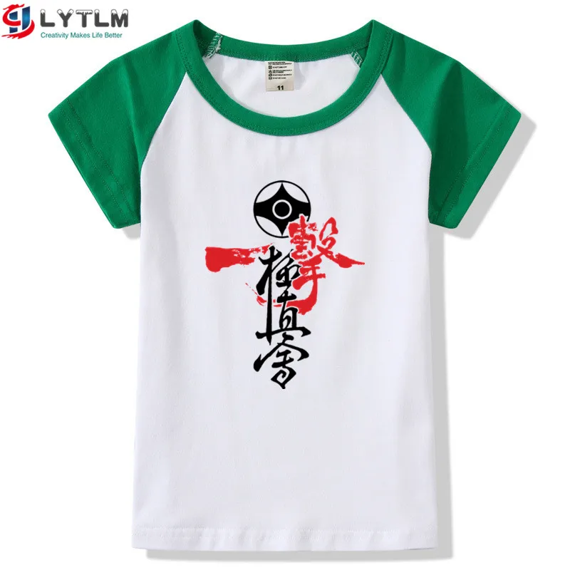LYTLM Kyokushin карате футболки детская одежда футболка для мальчиков подарок Гонг-фу детские топы летний топ с короткими рукавами Koszulki - Цвет: DX Raglan Green