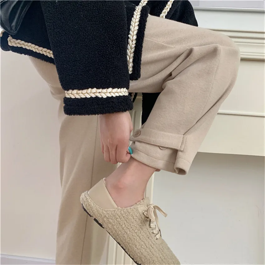 

OL Elegant Sweatpants Women 2021 New Solid Plus Velvet Thick Casual Sportswear Loose-fitting Harem Pants Female Trousers