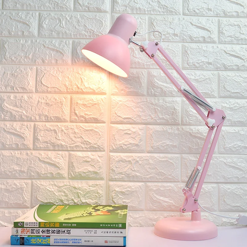 

Arm Swing Flexible Classic Desk Lamps Table Desk Light Pink Study Reading Lamp for Home Office Studio Bedside Lamparas De Mesa