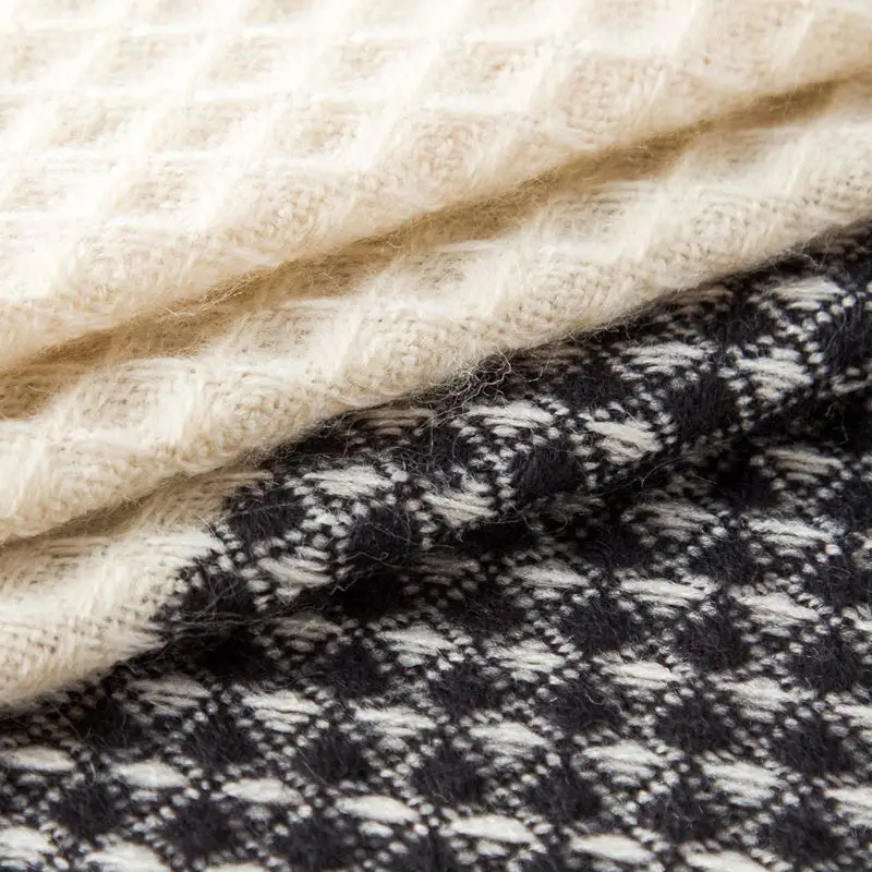 

2021 Women's New Winter Thick Knitted Plaid Scarf European and American Warm Short Beard Scarf Shawl