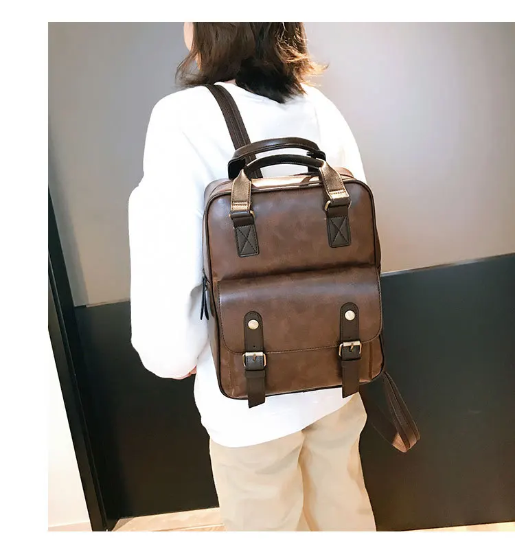 Beibaobao модный рюкзак Mochila Feminina с защитой от кражи, школьные сумки, водонепроницаемые дорожные винтажные рюкзаки для ноутбука, коричневый кожаный большой женский рюкзак