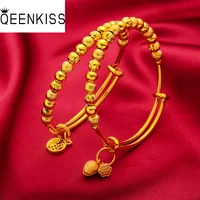 qeenkiss bt5172 fine jewelry wholesale fashion woman girl bride birthday wedding gift lotus fu beads 24kt gold bracelet bangle
