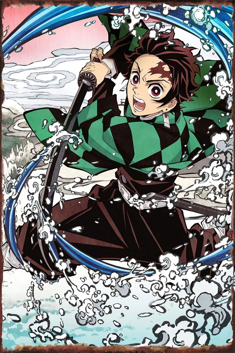 

Kimetsu No Yaiba Retro Vintage Metal Sign Tin Sign Tin Plates Wall Decor Room Decoration For Art Man Cave Cafe Pub Home Club