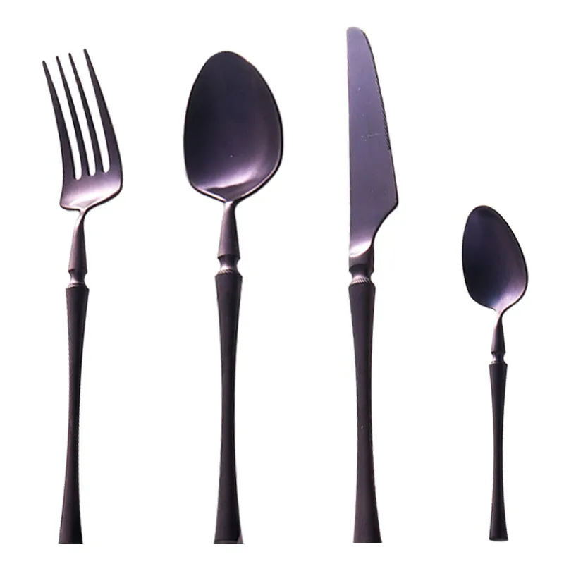 4pcs L IVYSHION 4/5 комплект столовых приборов элегантный Dinneware набор из нержавеющей стали набор ножей вилка и ложка Европейский стиль столовые приборы набор посуды - Цвет: 4pcs L