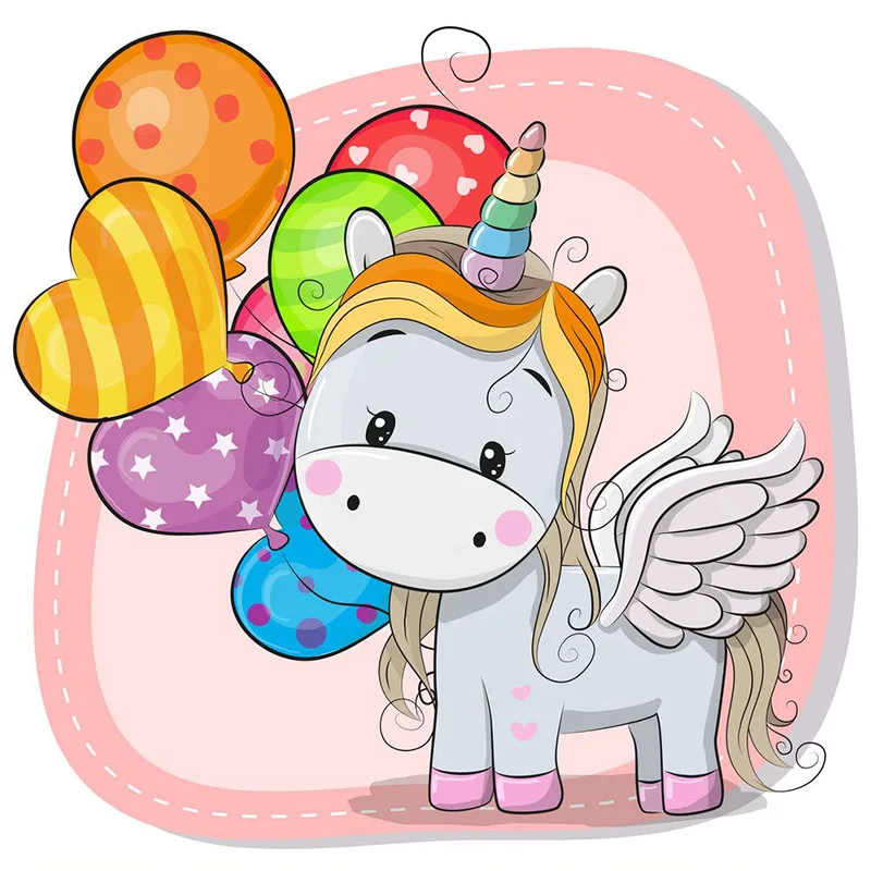 5D Full Square Diamond Embroidery Crystal Mosaic Cartoon Unicorn Picture Pony DIY Painting Cross Stitch Hobbies & Crafts | Дом и сад