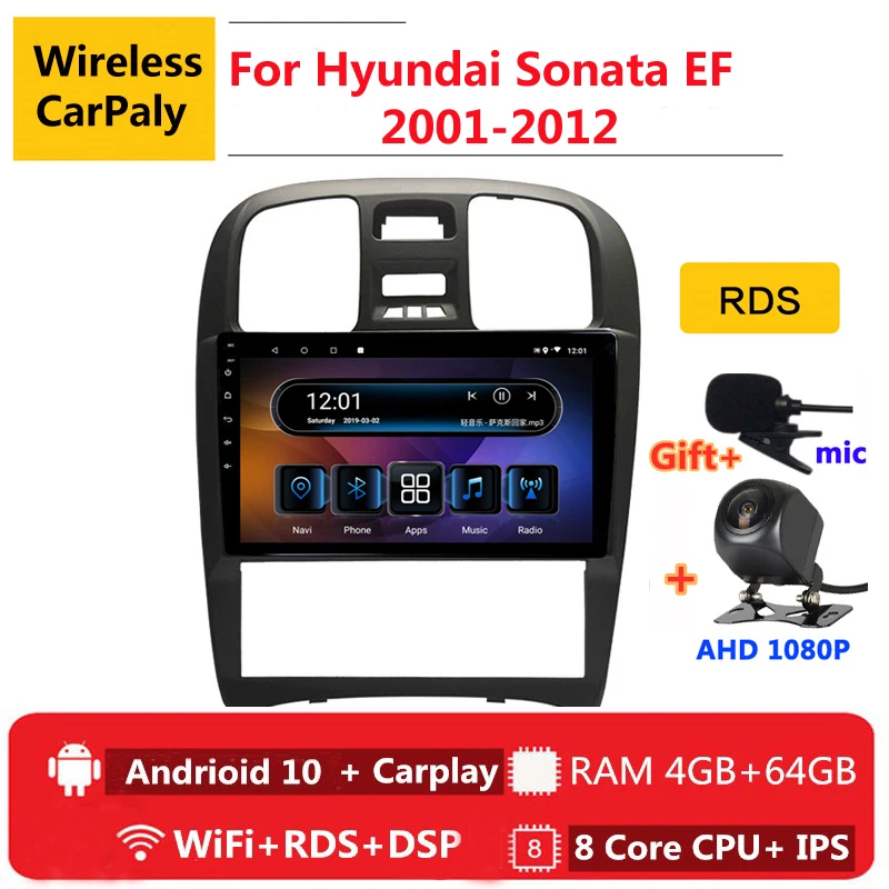 comprar 2 Din 8 Núcleo Android 10 Rádio Do Carro Auto Estéreo Para Hyundai Sonata Ef 2001 2008 - 2010 2012 Navegação Gps Dvd Multimídia Player