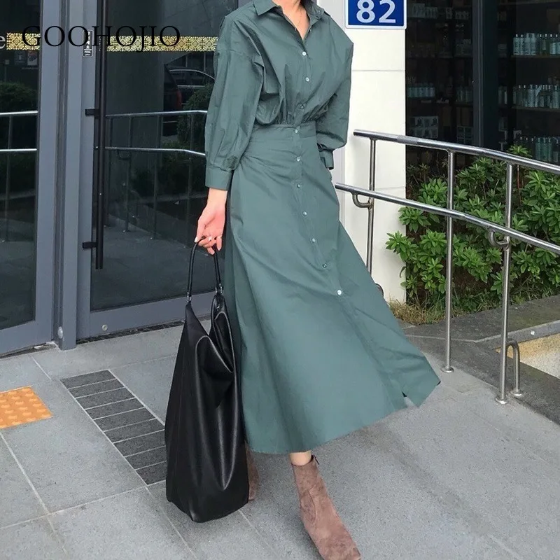 

GOOHOJIO 2020 New Autumn Chic Puff Sleeve Dresses Women Long Sleeve Temperament Dress Women Fashionable All-match Ladies Dress
