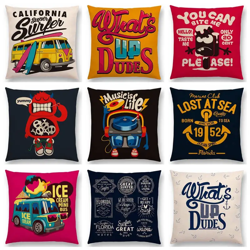 Чехол для подушки в стиле ретро с изображением англоговорящих ананасов крабов