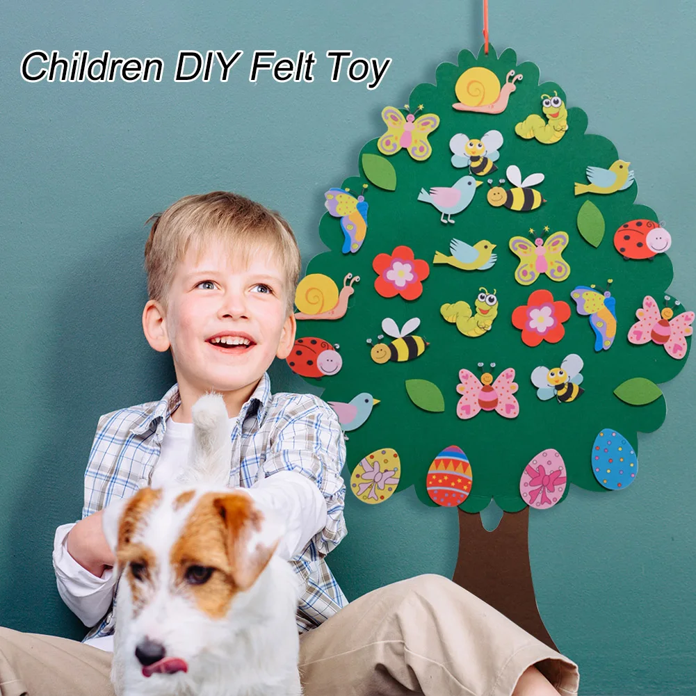 

Montessori DIY Animal Tree Felt Pendants Cartoon Toy Children Handmade Felt Game for Children Educational Toys