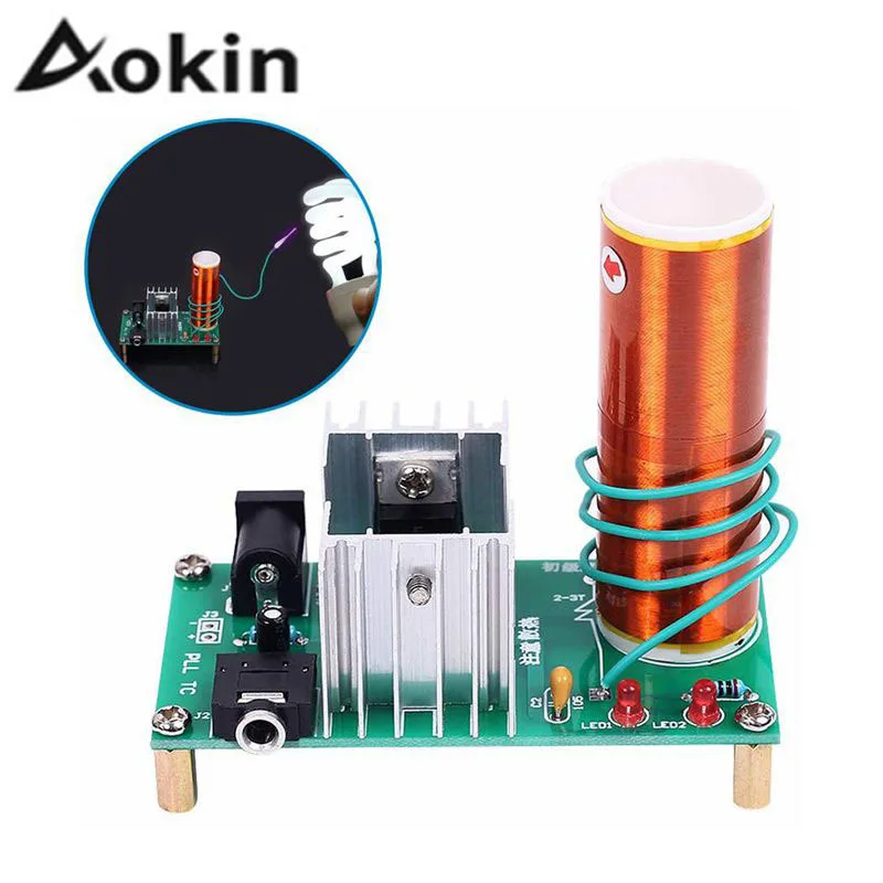 

1PC Mini Tesla Coil DIY Kit DC 15-24V 15W Tesla Music Coil Plasma Speaker Electronic Kit Arc Plasma Scientific Toy