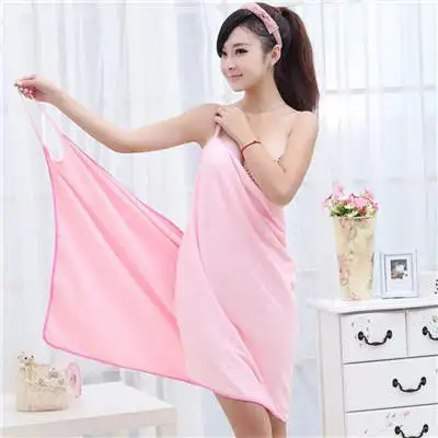 Pink Пригодное для носки женское банное полотенце для взрослых 70x140 см красный розовый синий быстросохнущая Абсорбирующая мочалка из микрофибры пляжное полотенце для путешествий - Цвет: Pink